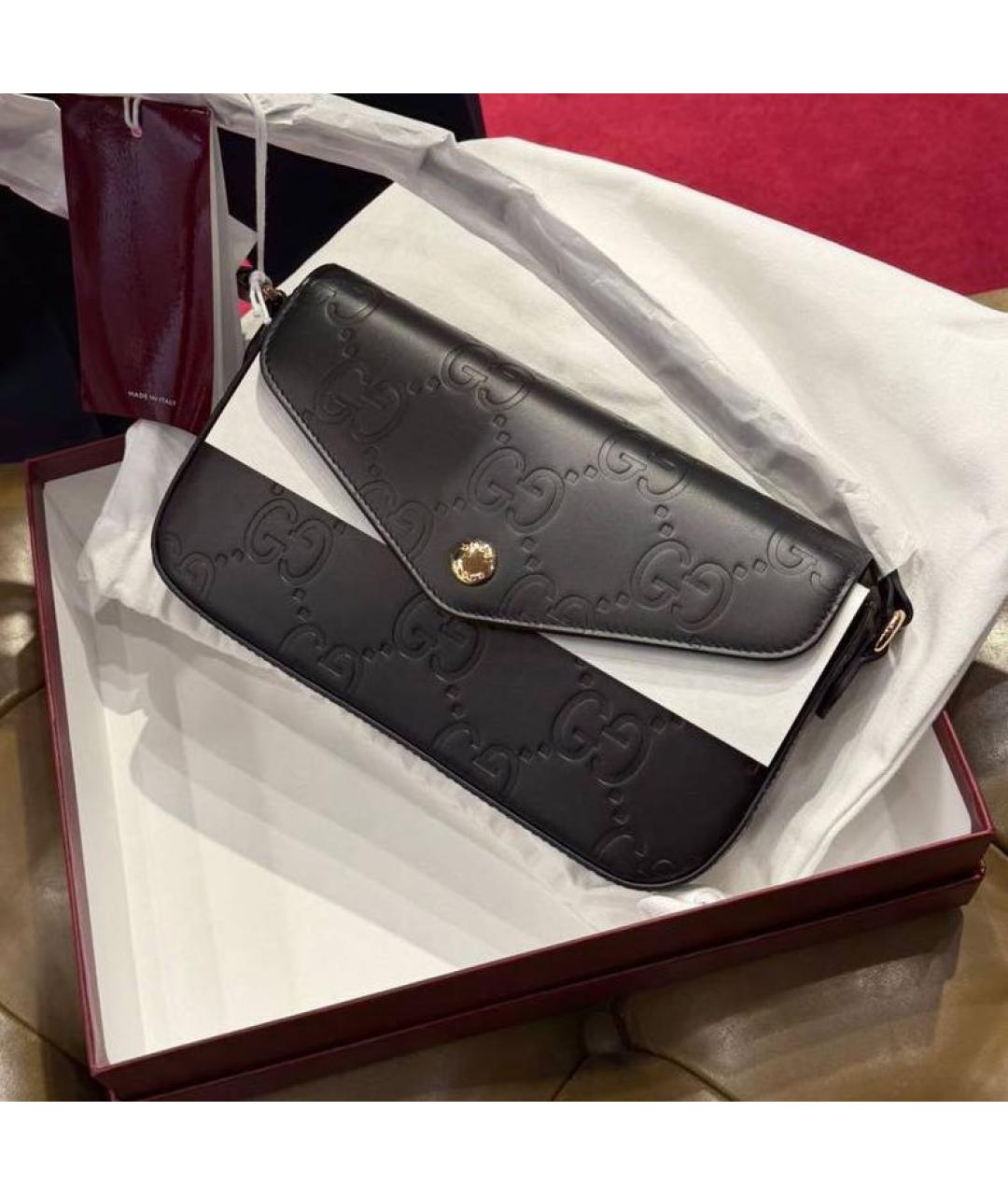 GUCCI Черная кожаная сумка через плечо, фото 2