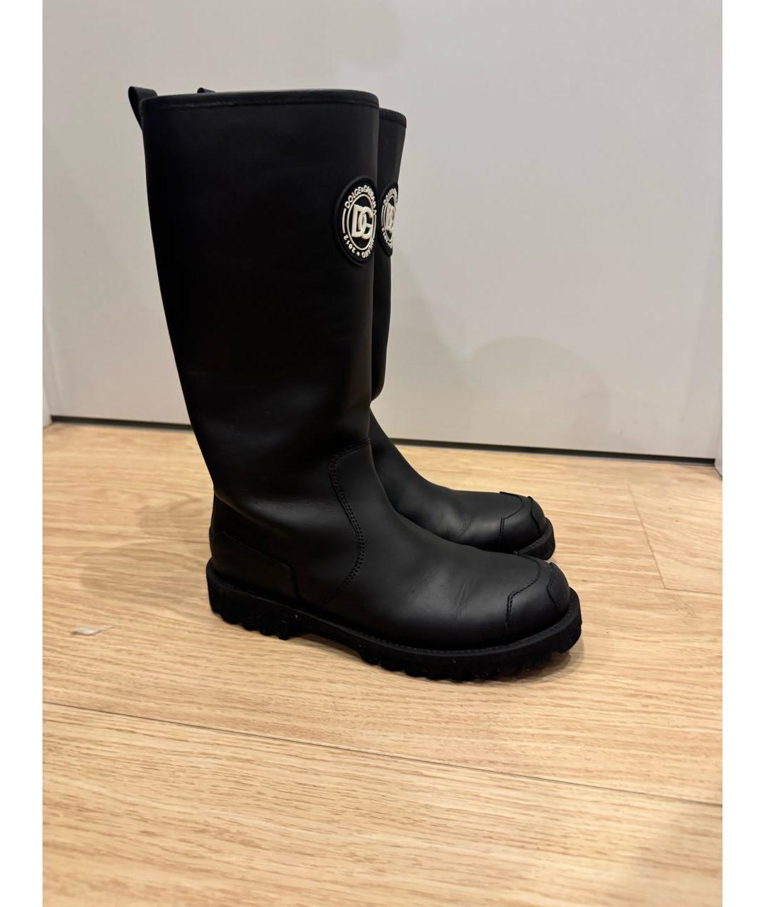 DOLCE&GABBANA Черные кожаные сапоги, фото 5