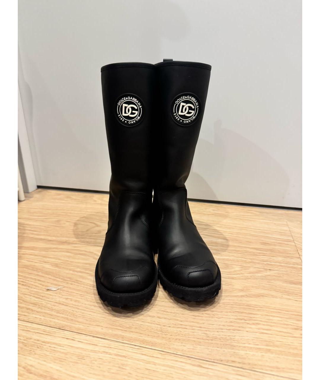 DOLCE&GABBANA Черные кожаные сапоги, фото 2
