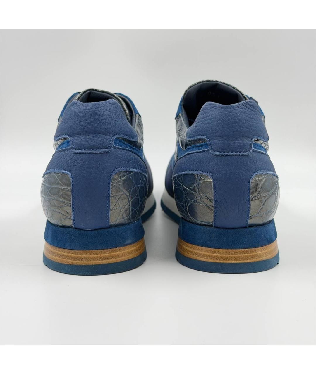 ZILLI Темно-синие кожаные низкие кроссовки / кеды, фото 3