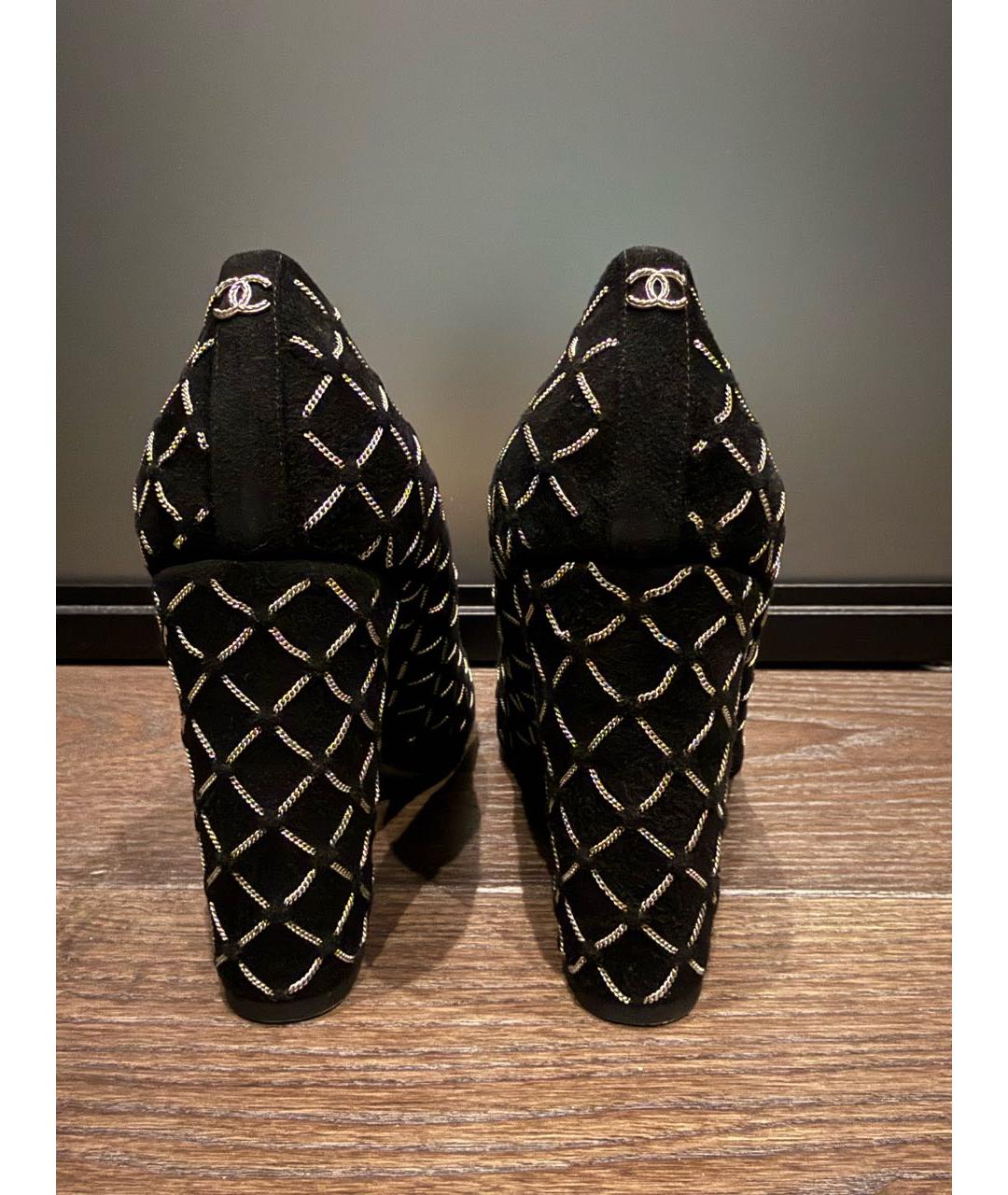 CHANEL Черные замшевые туфли, фото 4