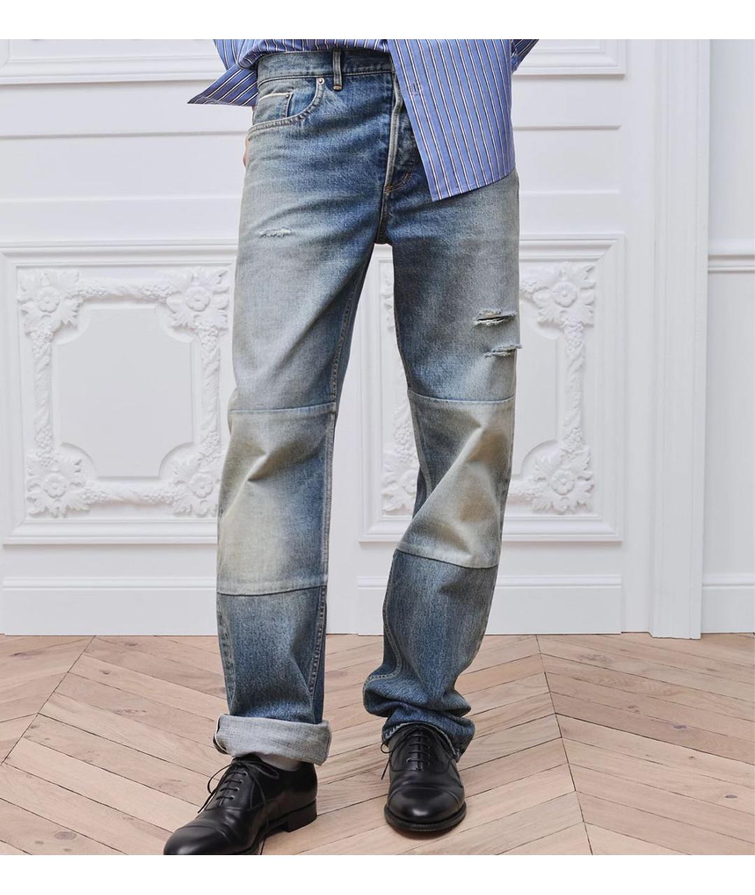 CHRISTIAN DIOR Голубые хлопковые прямые джинсы, фото 2