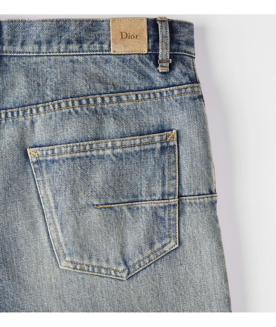 CHRISTIAN DIOR Голубые хлопковые прямые джинсы, фото 4