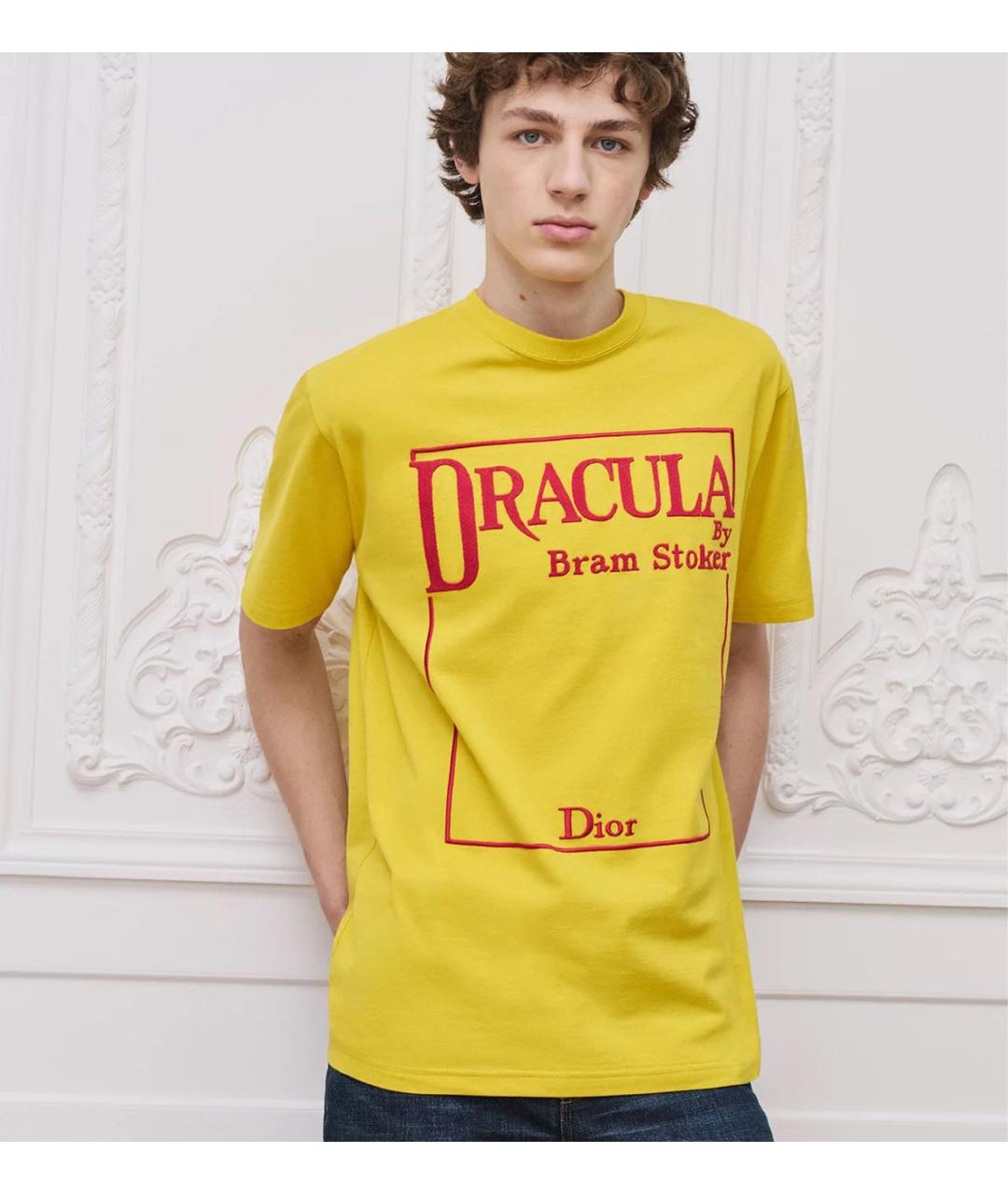 CHRISTIAN DIOR Желтая хлопковая футболка, фото 2