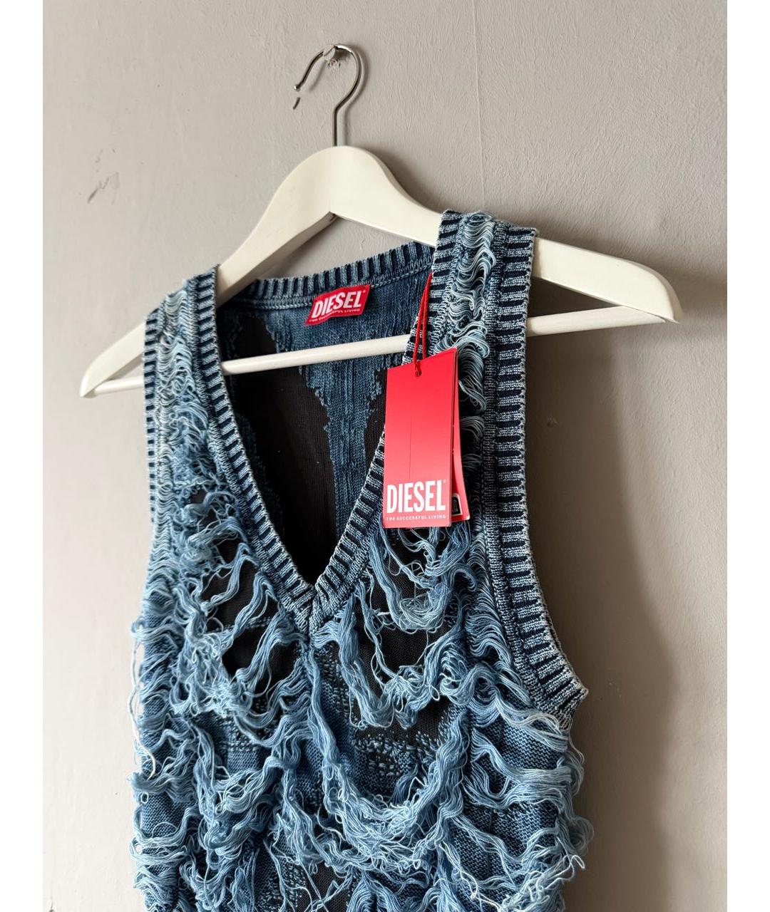 DIESEL Синее хлопковое коктейльное платье, фото 2