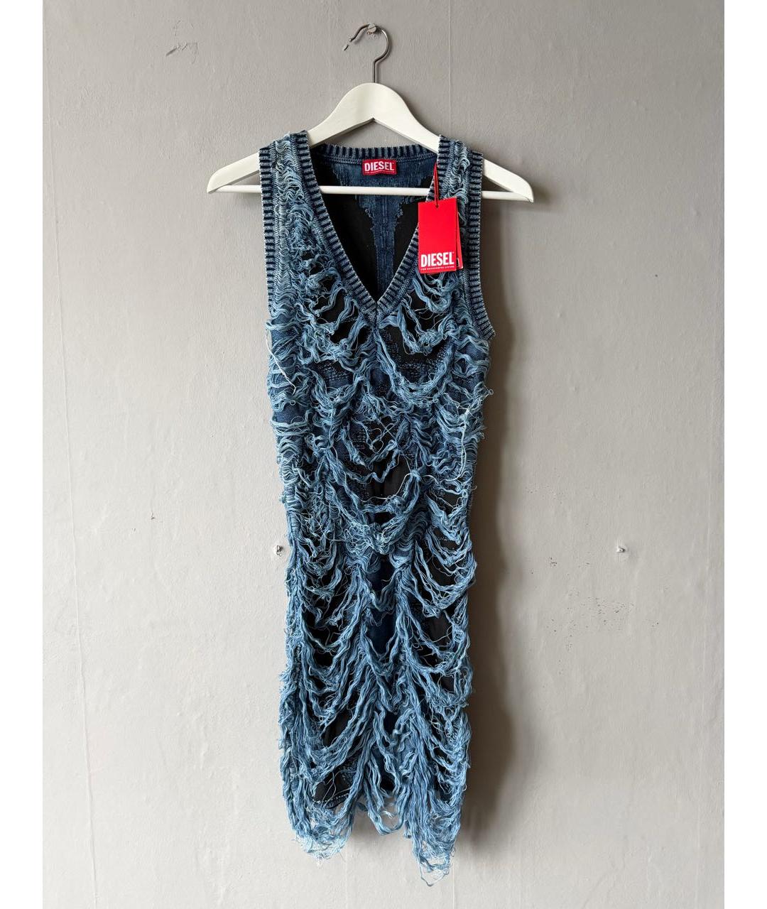 DIESEL Синее хлопковое коктейльное платье, фото 3