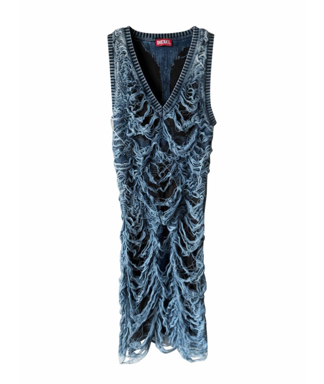 DIESEL Синее хлопковое коктейльное платье, фото 1