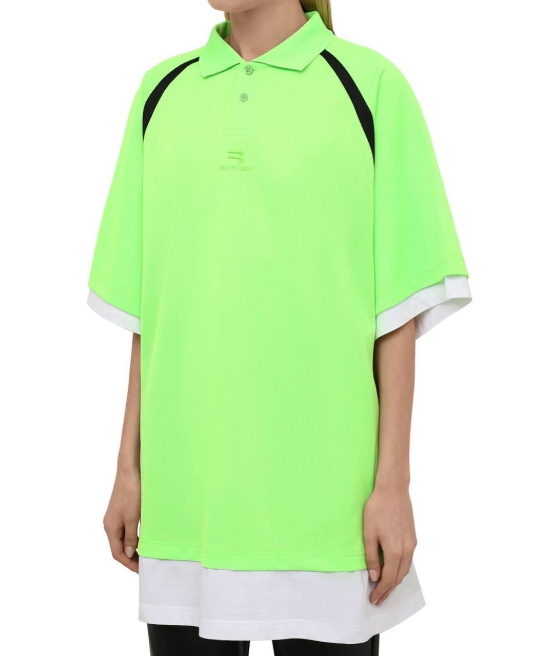 BALENCIAGA Салатовая полиэстеровая футболка, фото 2