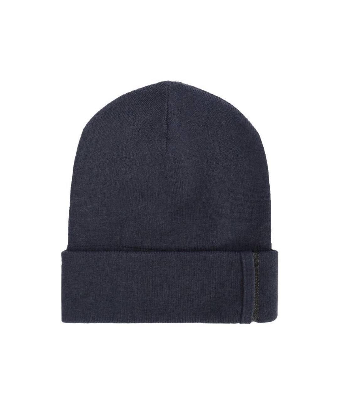 BRUNELLO CUCINELLI Темно-синяя кашемировая шапка, фото 3