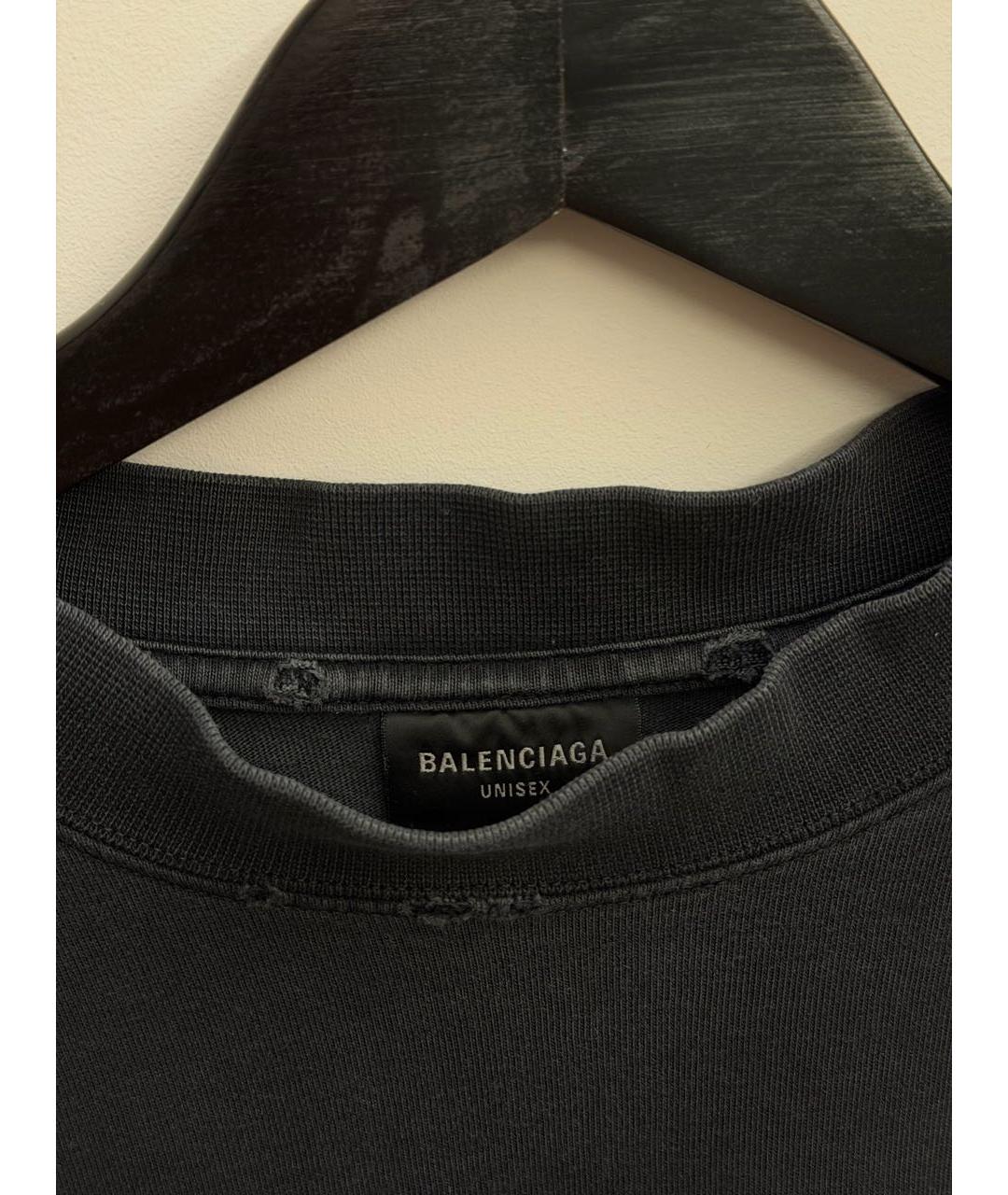 BALENCIAGA Серая хлопковая футболка, фото 3