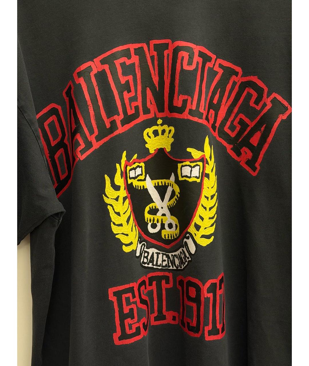 BALENCIAGA Серая хлопковая футболка, фото 2