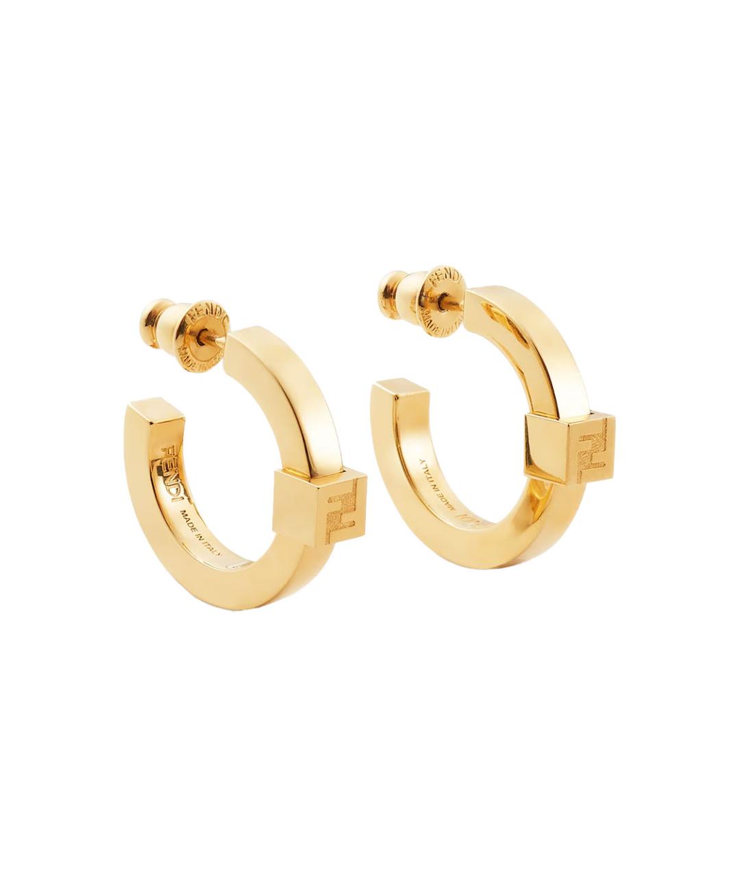 FENDI Золотые металлические серьги, фото 1