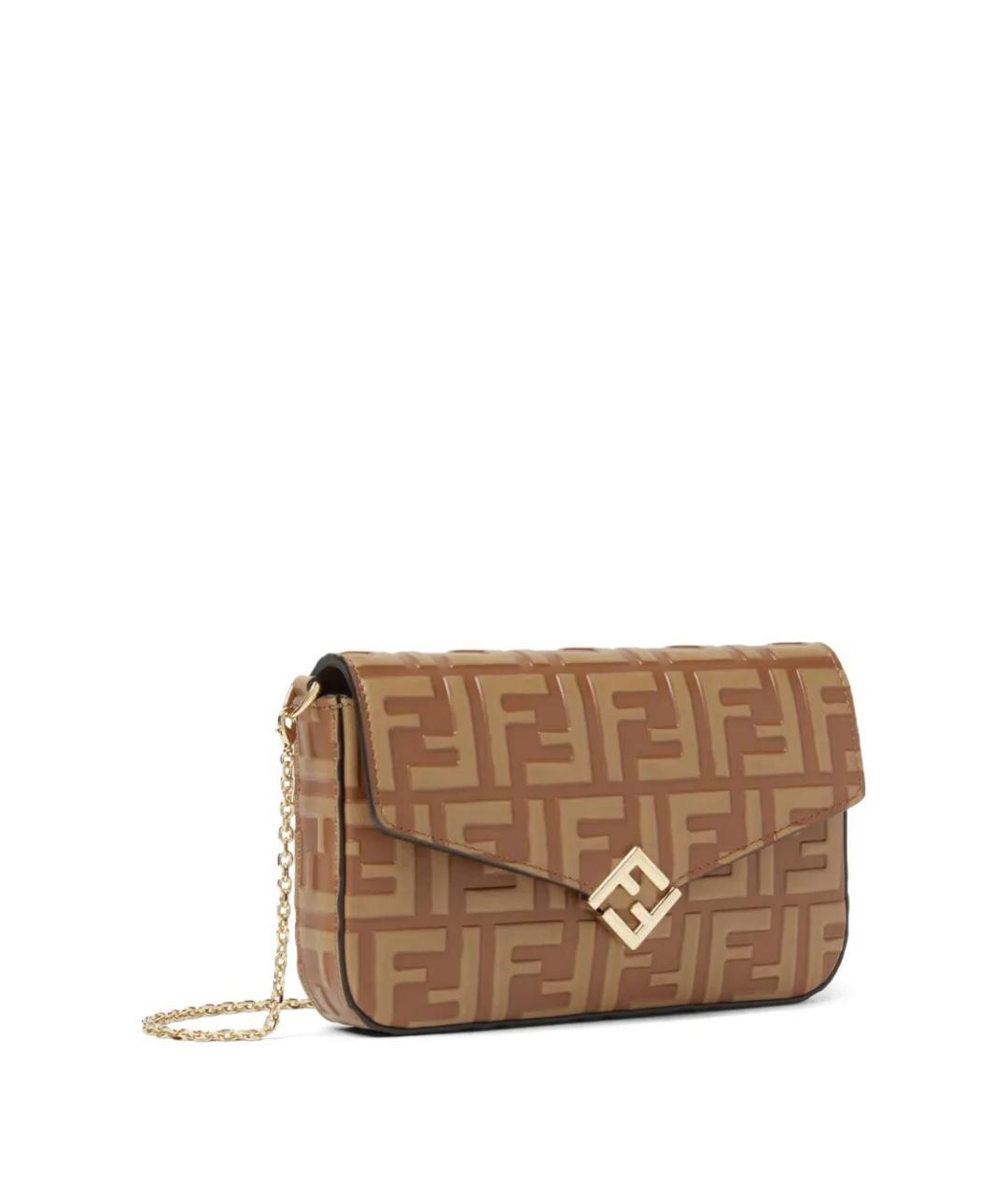 FENDI Коричневая кожаная сумка через плечо, фото 3