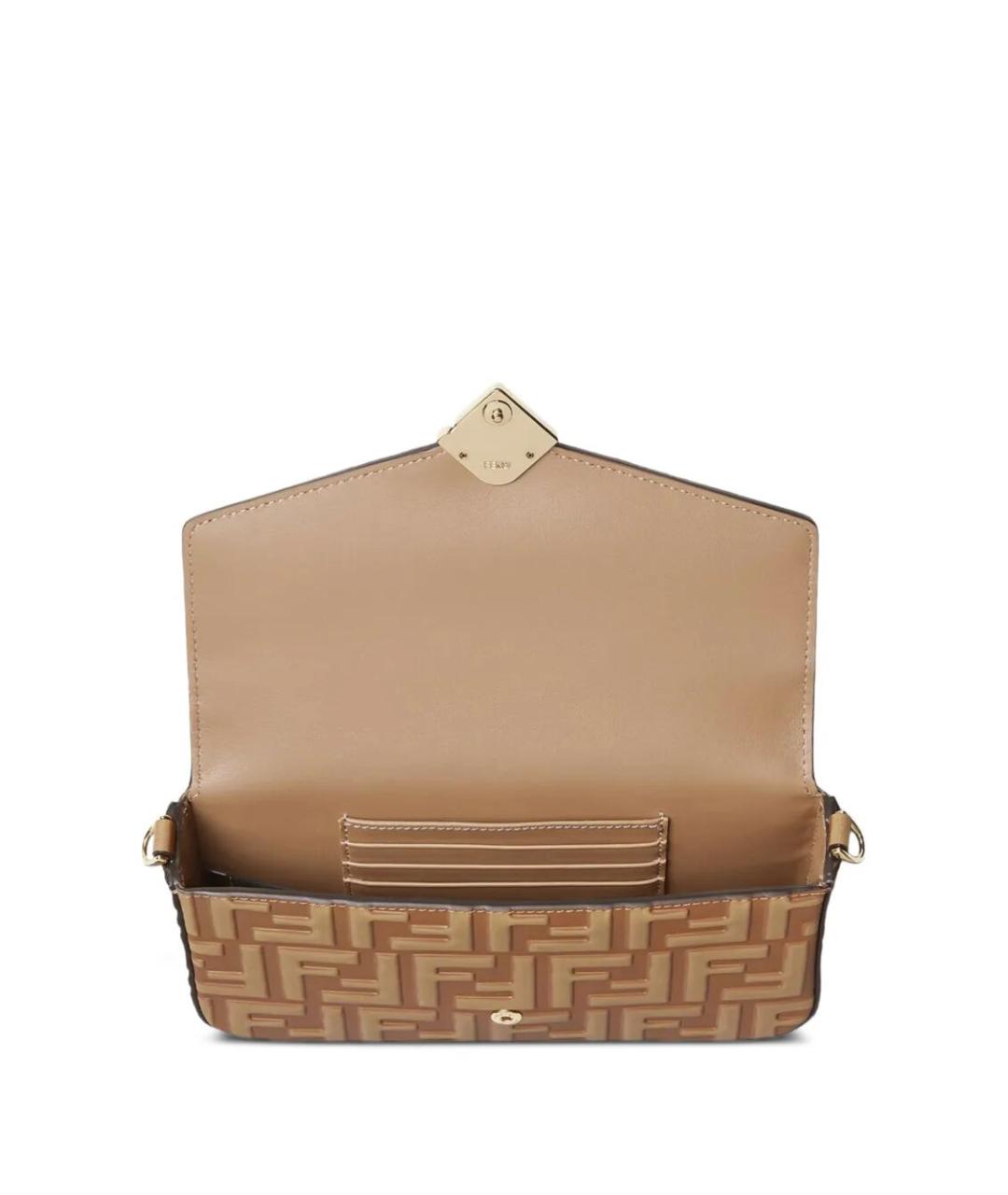 FENDI Коричневая кожаная сумка через плечо, фото 4