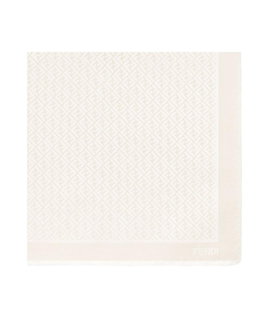 FENDI Бежевый шелковый платок, фото 1