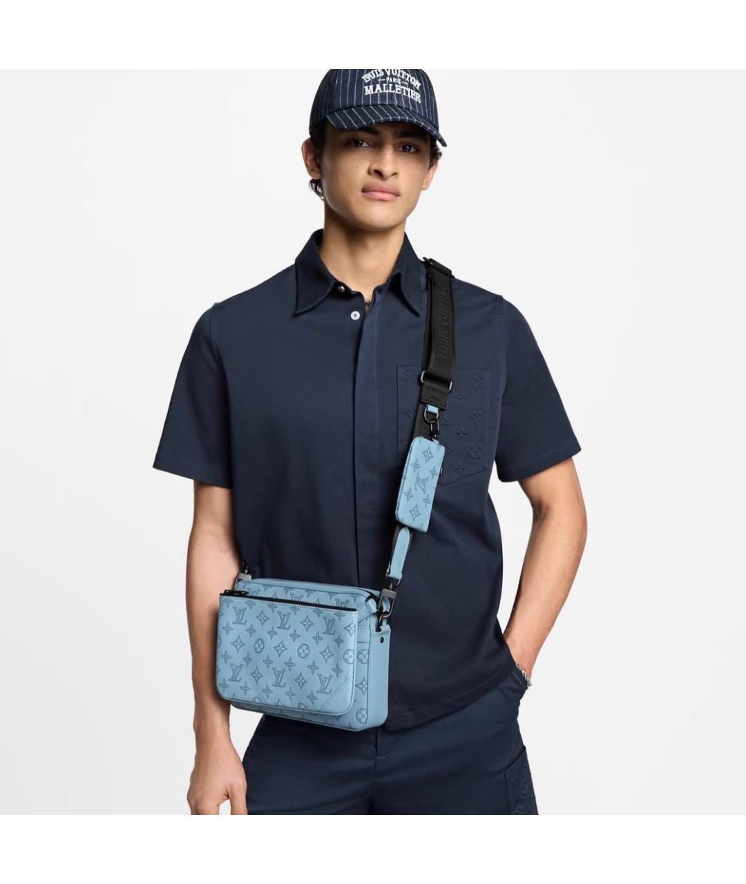 LOUIS VUITTON Голубая кожаная сумка на плечо, фото 4