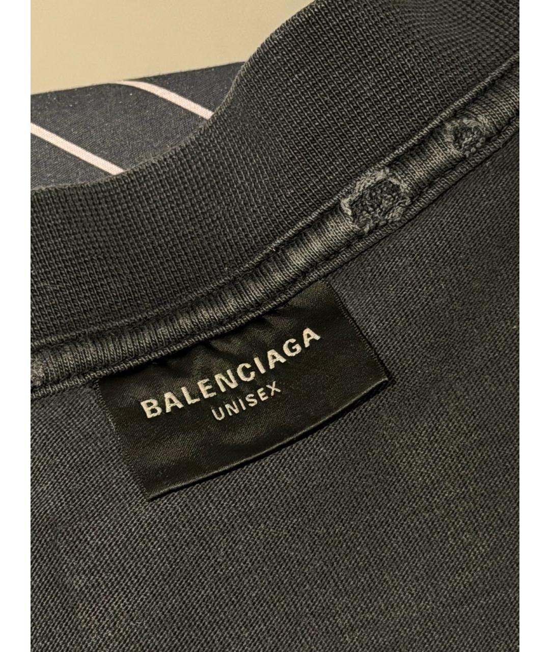 BALENCIAGA Серая хлопковая футболка, фото 5