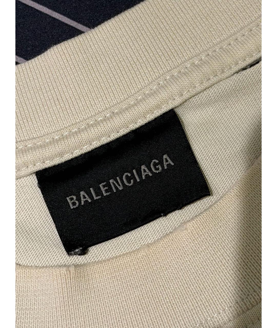 BALENCIAGA Бежевая хлопковая футболка, фото 7