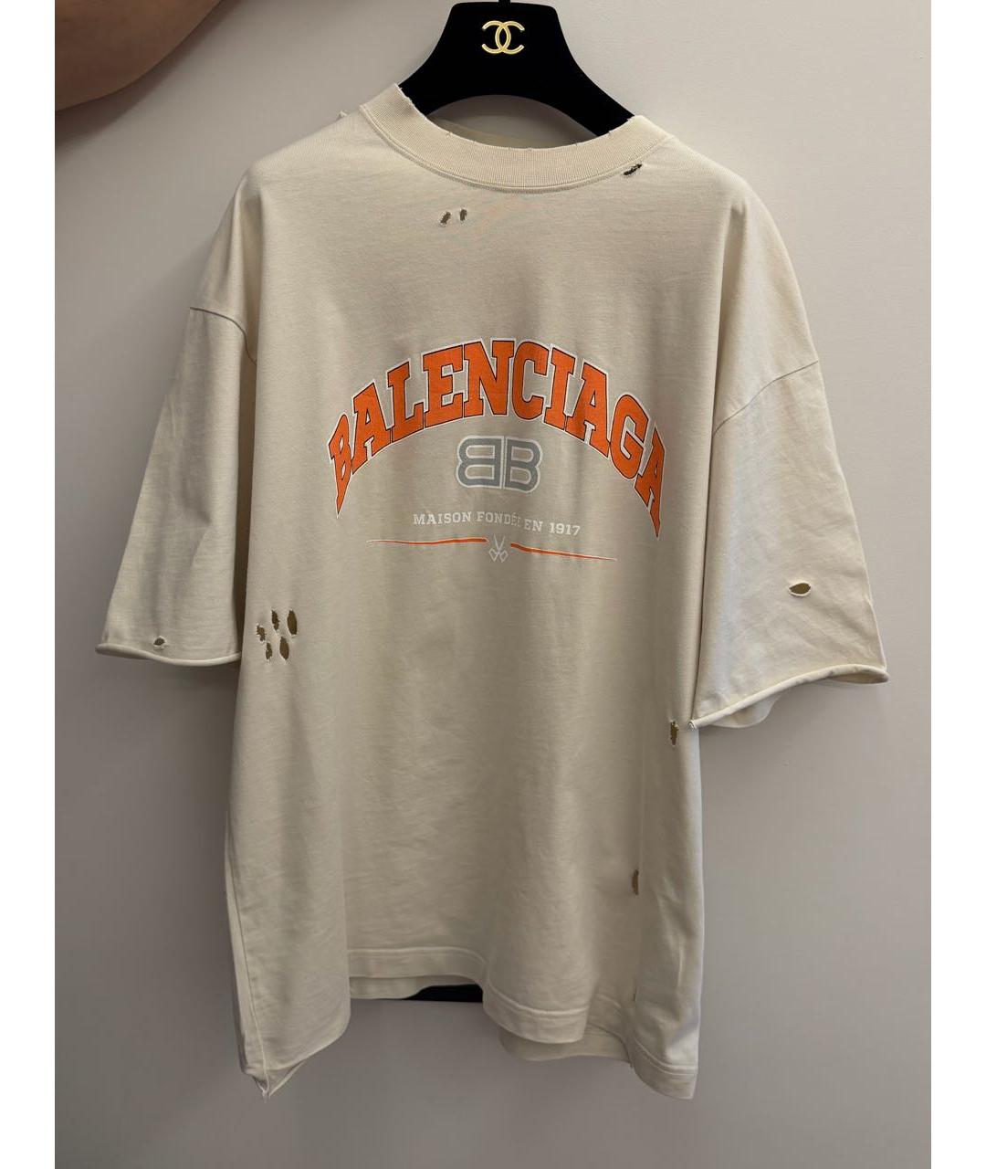 BALENCIAGA Бежевая хлопковая футболка, фото 8