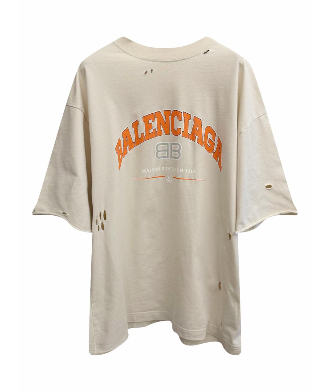 BALENCIAGA Бежевая хлопковая футболка, фото 1