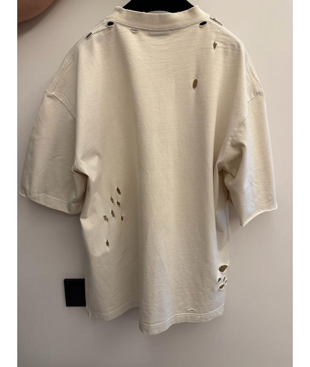 BALENCIAGA Бежевая хлопковая футболка, фото 5