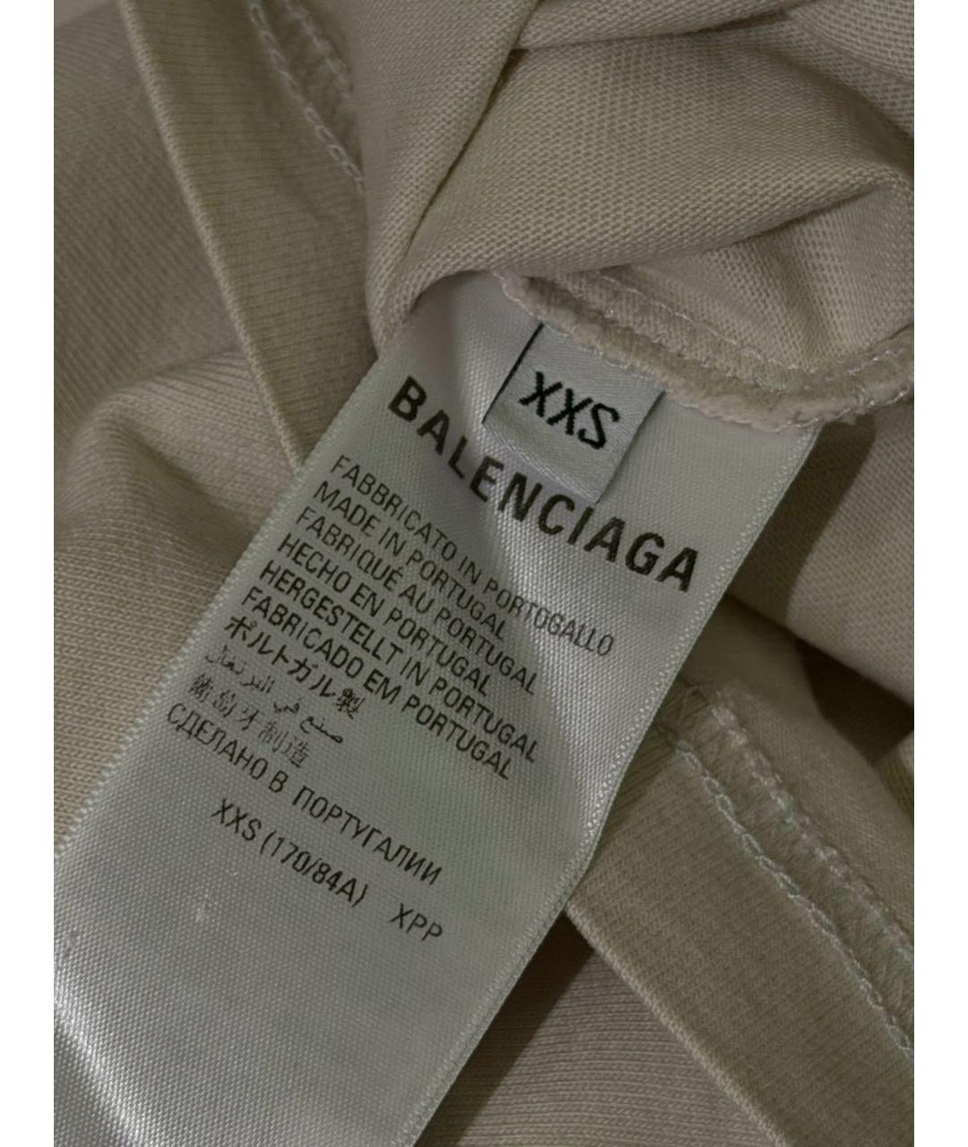 BALENCIAGA Бежевая хлопковая футболка, фото 6