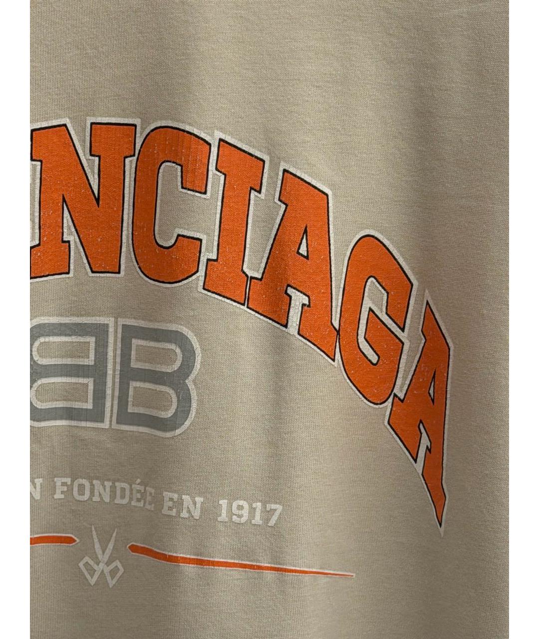 BALENCIAGA Бежевая хлопковая футболка, фото 3