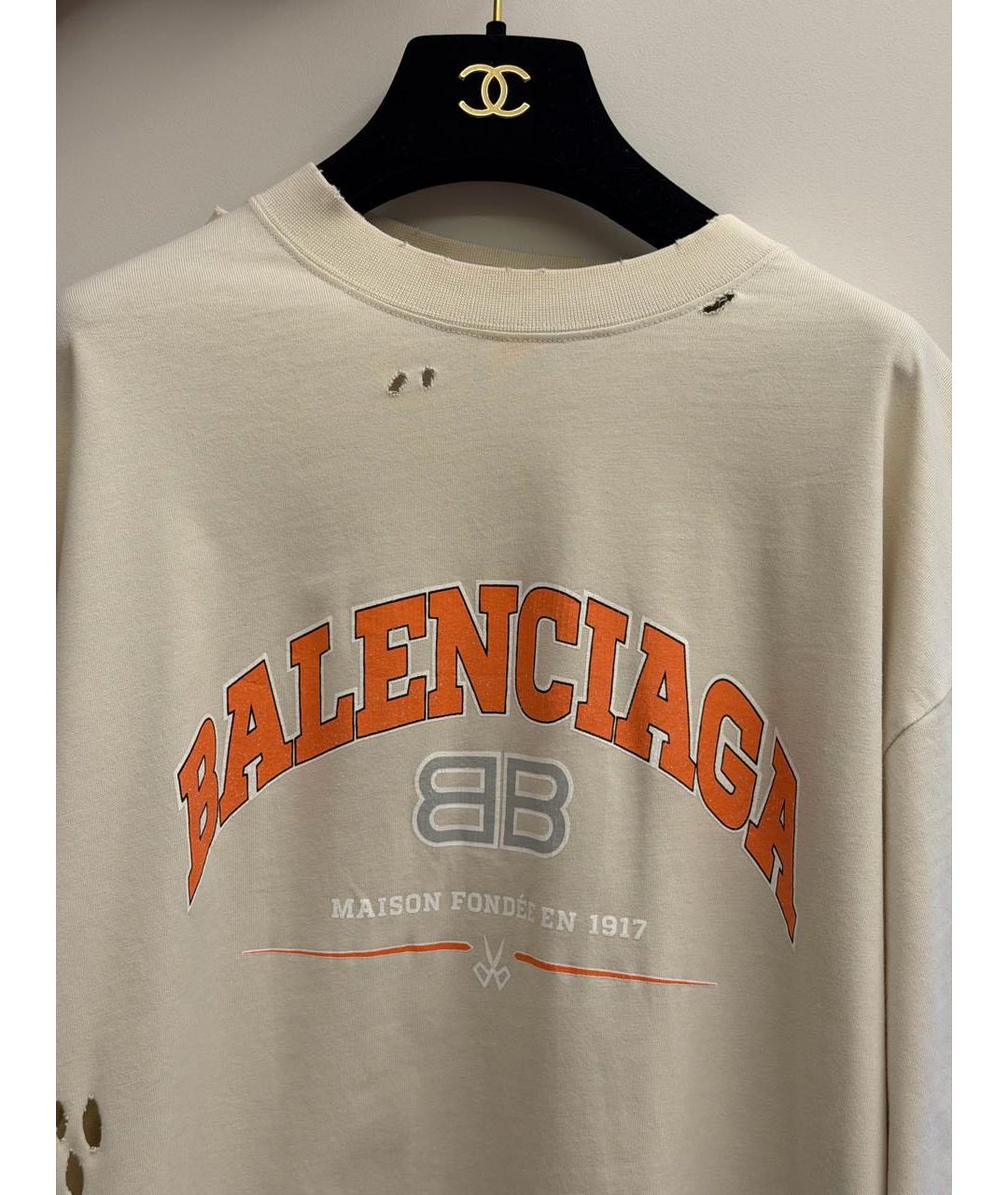 BALENCIAGA Бежевая хлопковая футболка, фото 2