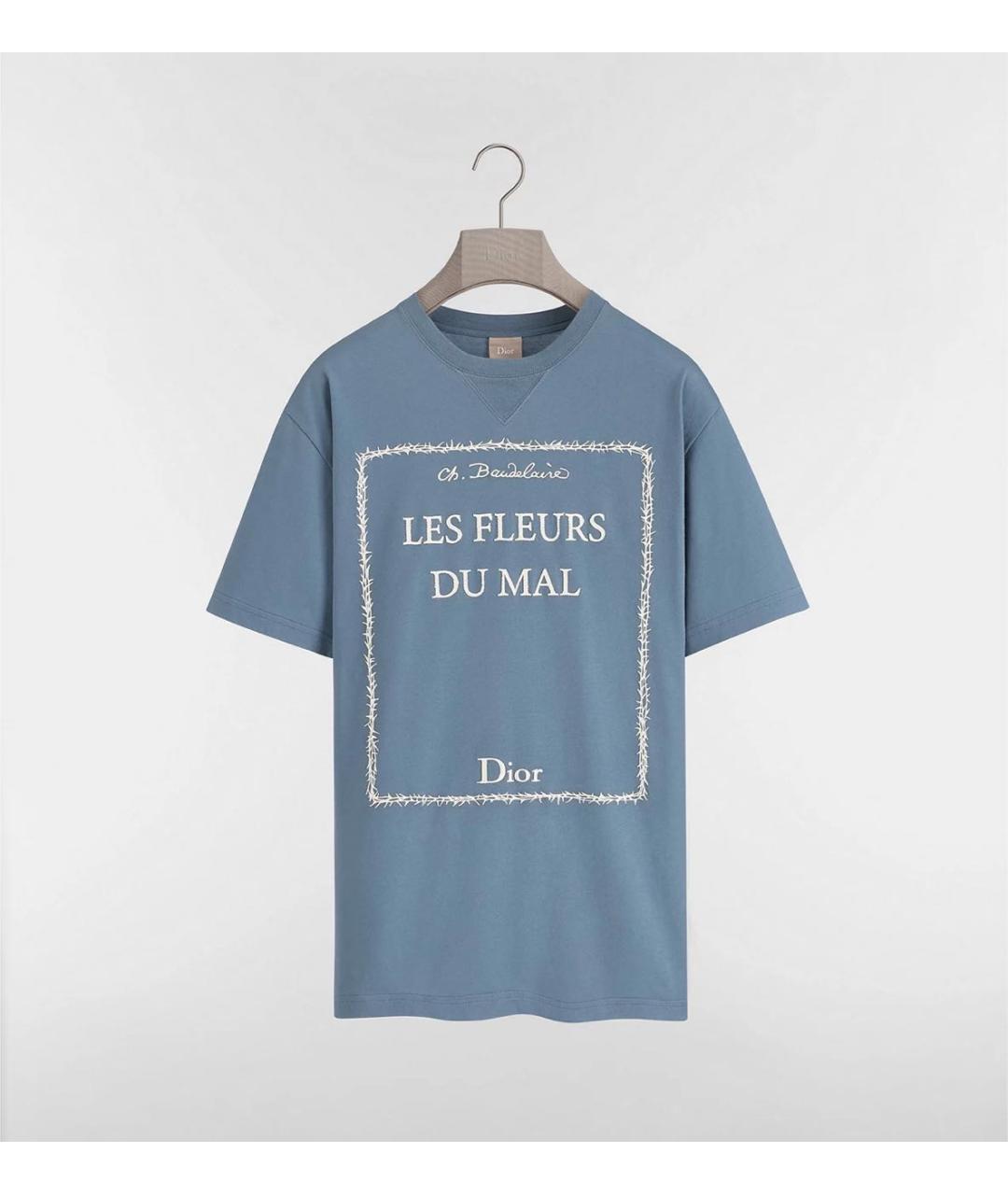 CHRISTIAN DIOR Голубая хлопковая футболка, фото 5