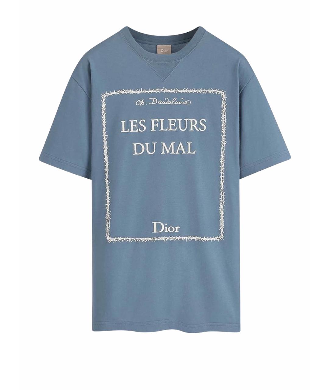 CHRISTIAN DIOR Голубая хлопковая футболка, фото 1