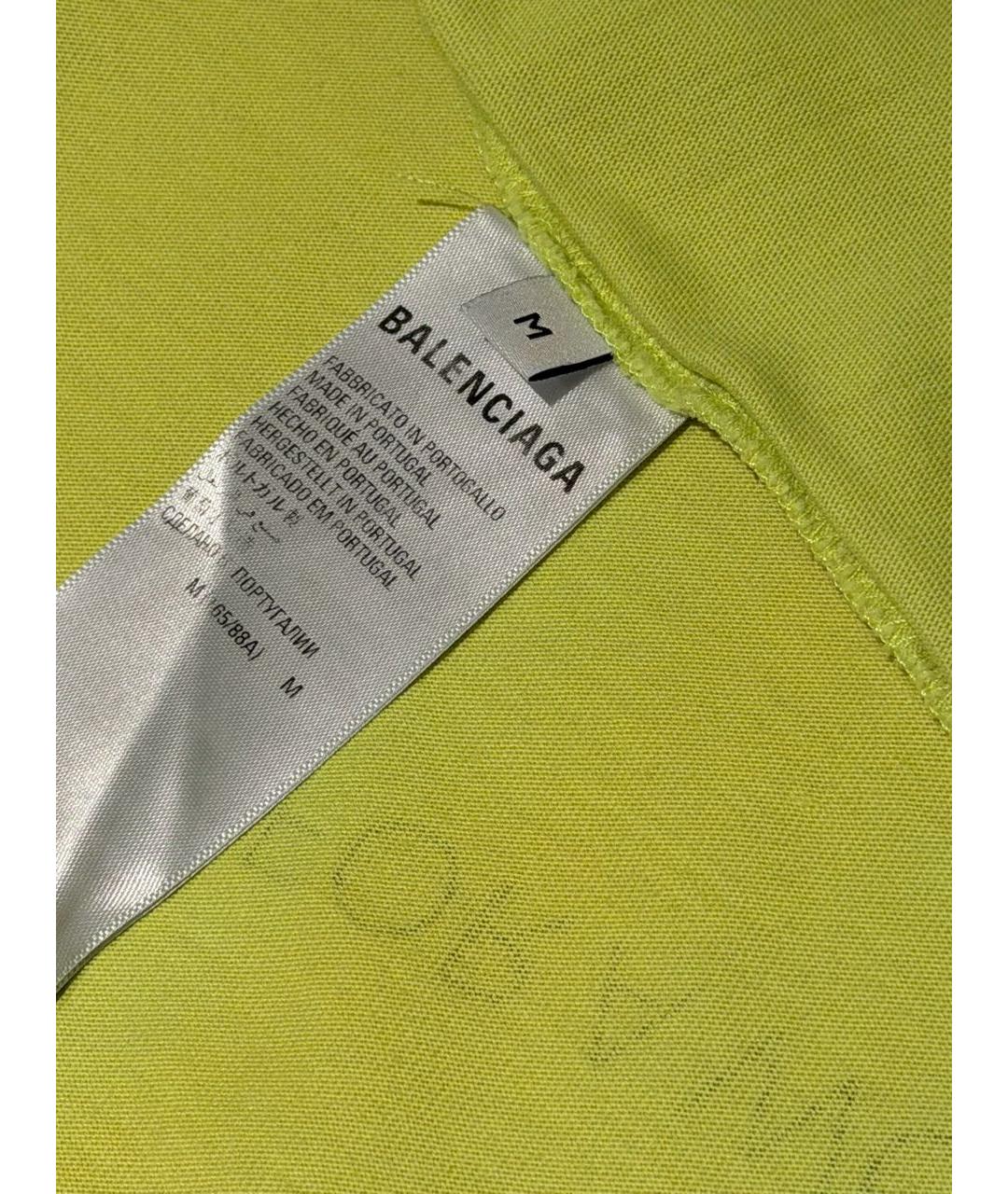 BALENCIAGA Желтая хлопковая футболка, фото 6