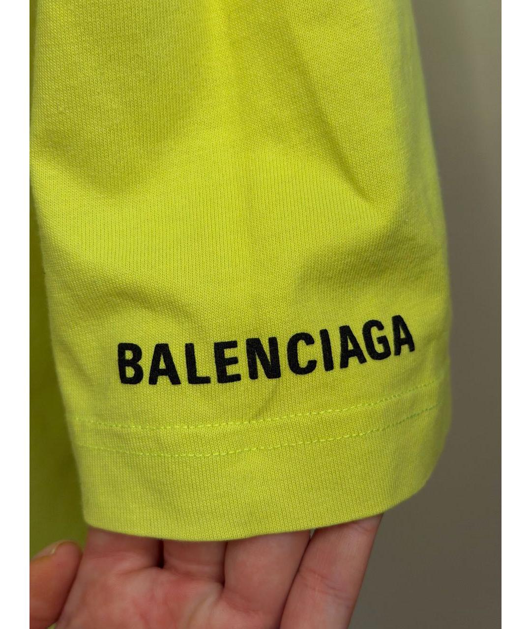 BALENCIAGA Желтая хлопковая футболка, фото 3