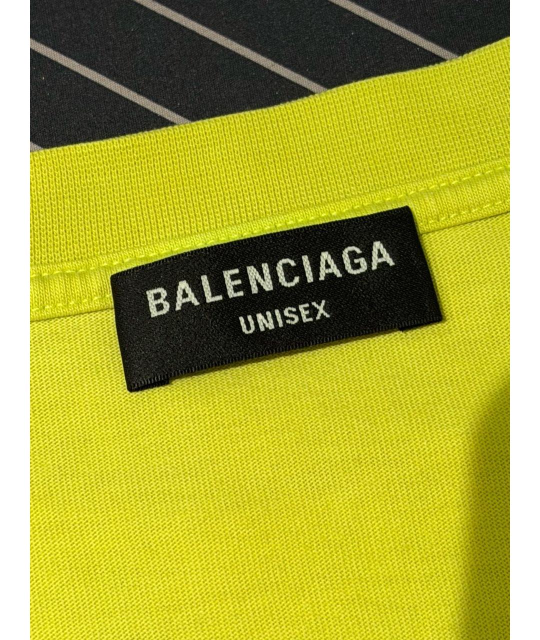 BALENCIAGA Желтая хлопковая футболка, фото 5