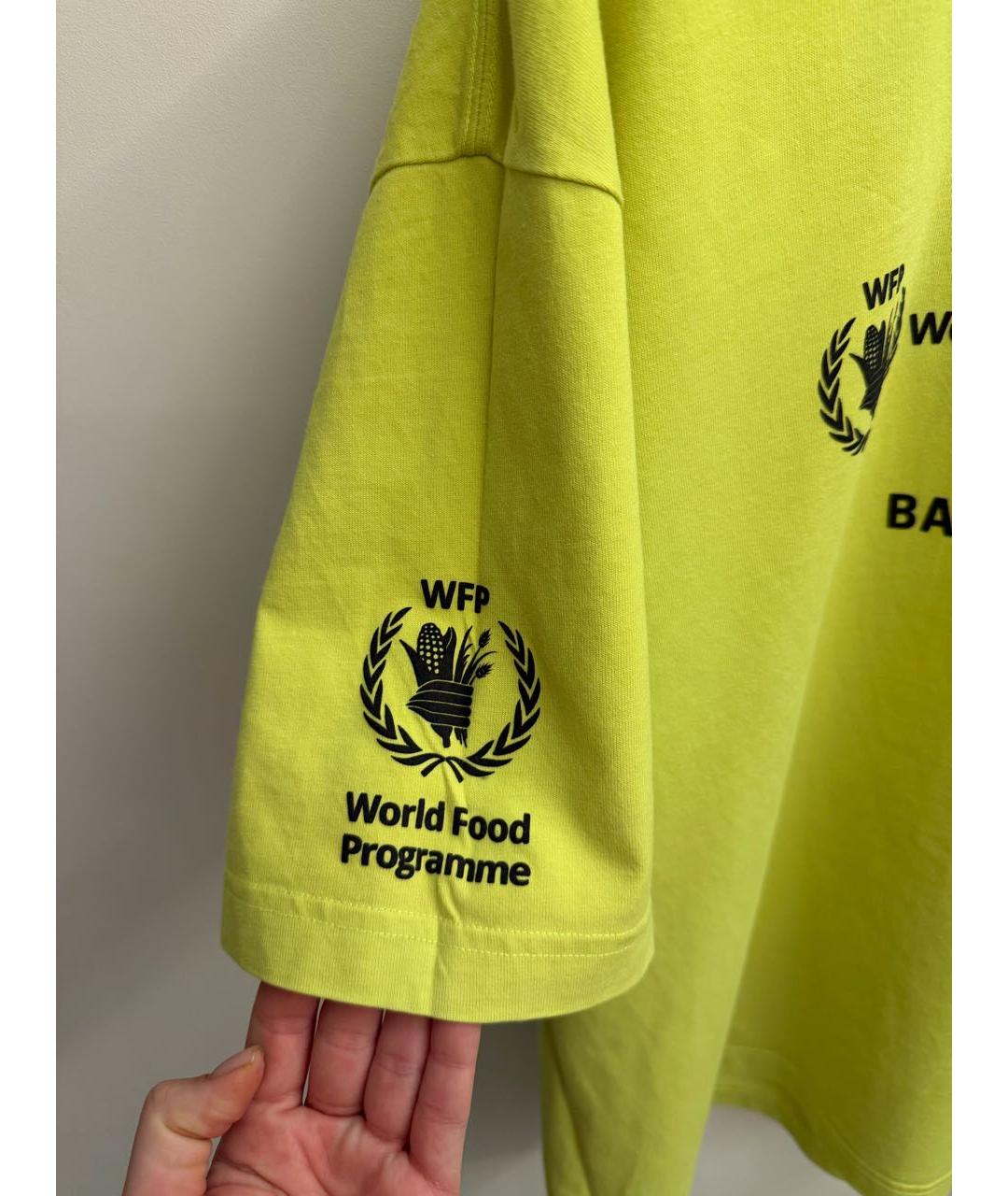 BALENCIAGA Желтая хлопковая футболка, фото 2