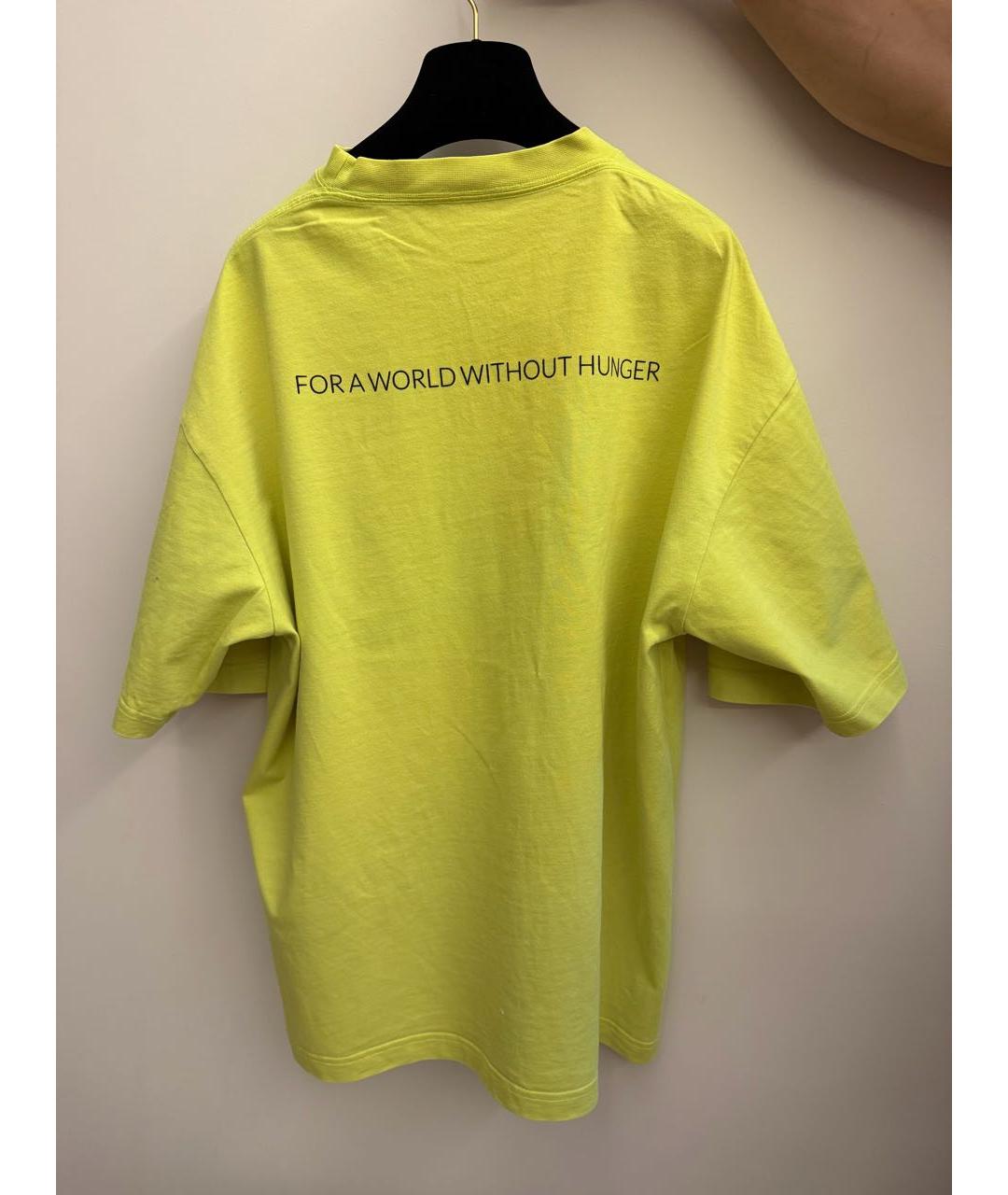 BALENCIAGA Желтая хлопковая футболка, фото 4