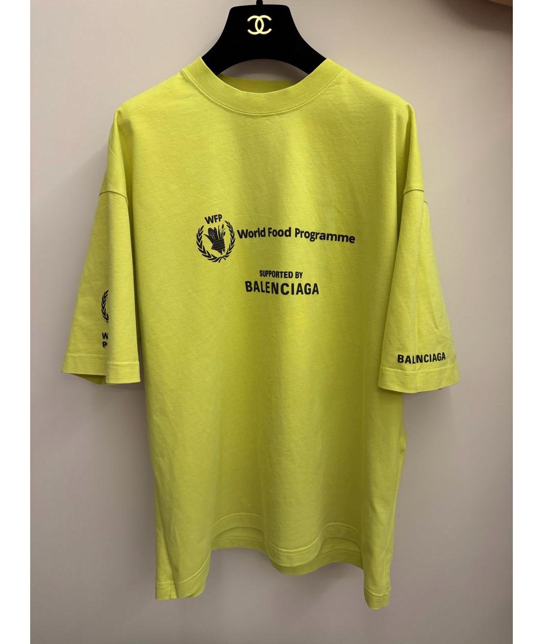 BALENCIAGA Желтая хлопковая футболка, фото 7