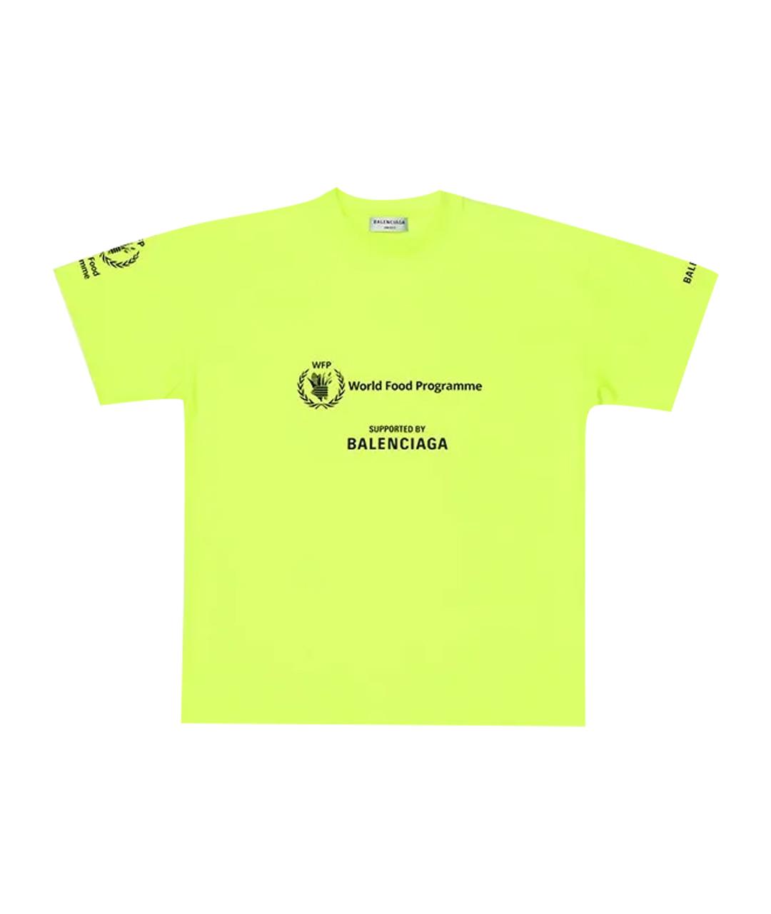 BALENCIAGA Желтая хлопковая футболка, фото 1