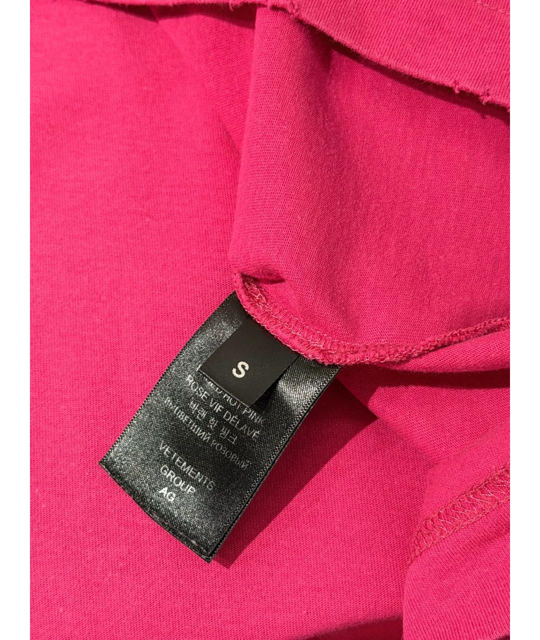 VETEMENTS Фуксия хлопковая футболка, фото 3