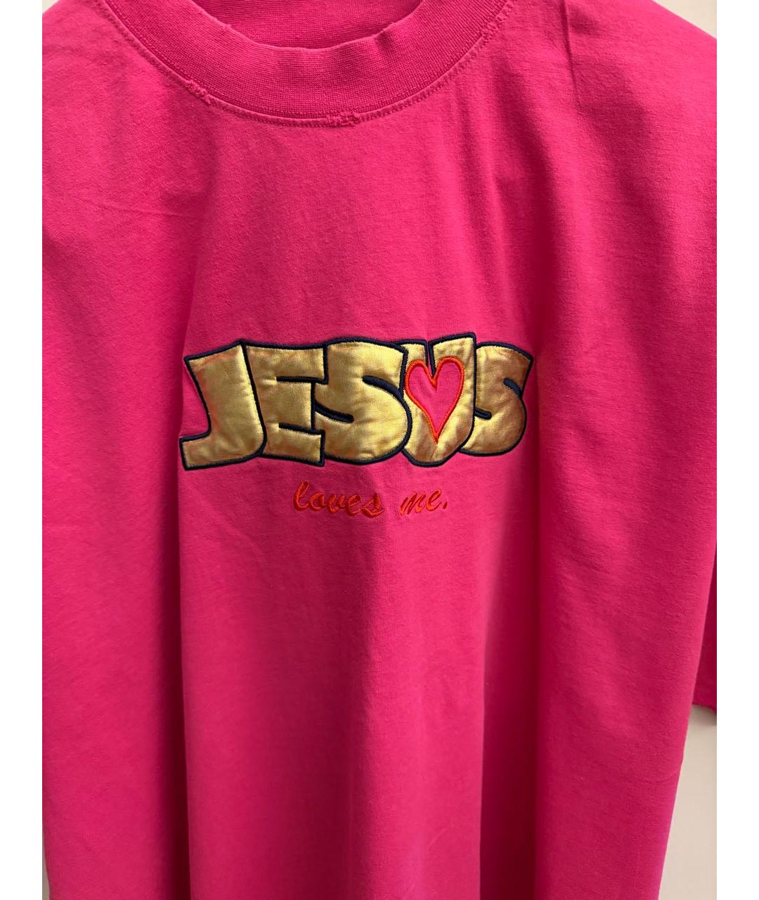 VETEMENTS Фуксия хлопковая футболка, фото 4