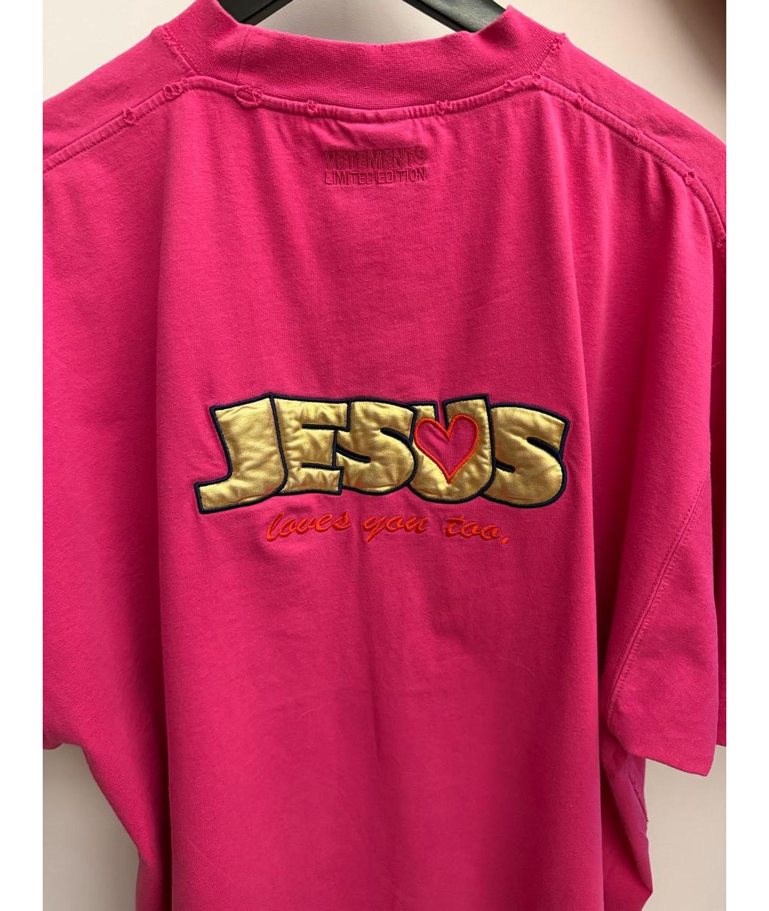 VETEMENTS Фуксия хлопковая футболка, фото 6