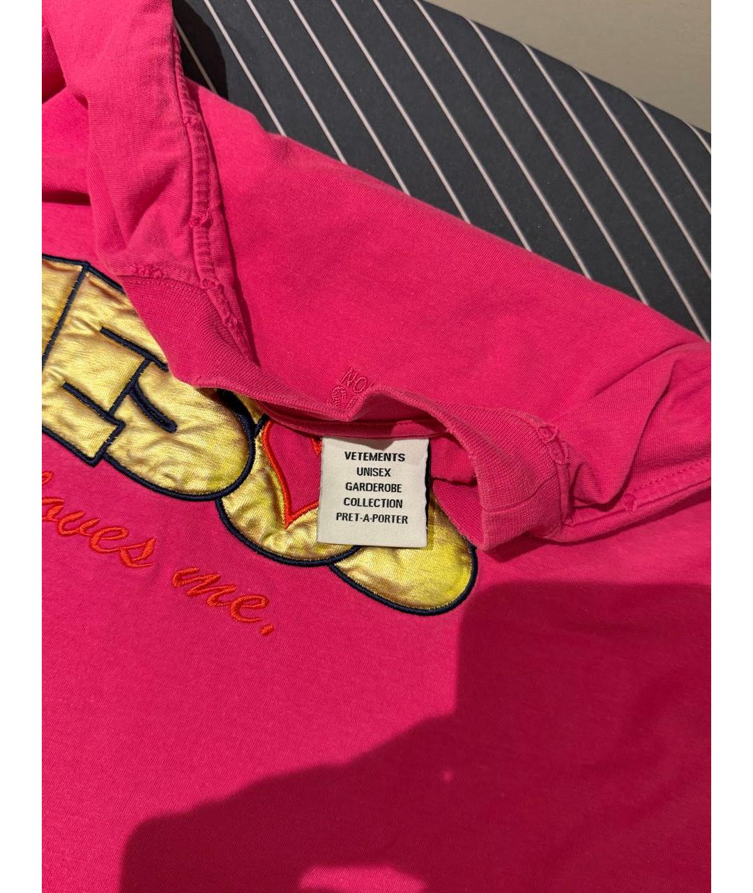 VETEMENTS Фуксия хлопковая футболка, фото 2
