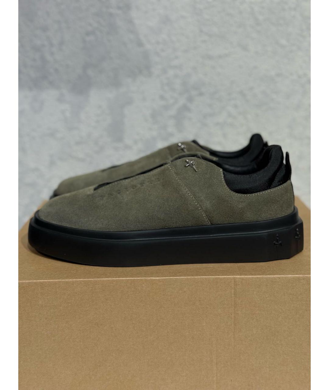 CESARE PACIOTTI Хаки замшевые низкие кроссовки / кеды, фото 7