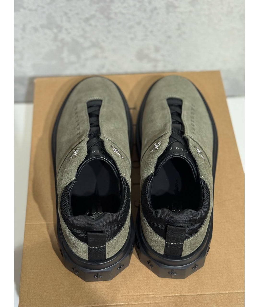 CESARE PACIOTTI Хаки замшевые низкие кроссовки / кеды, фото 4