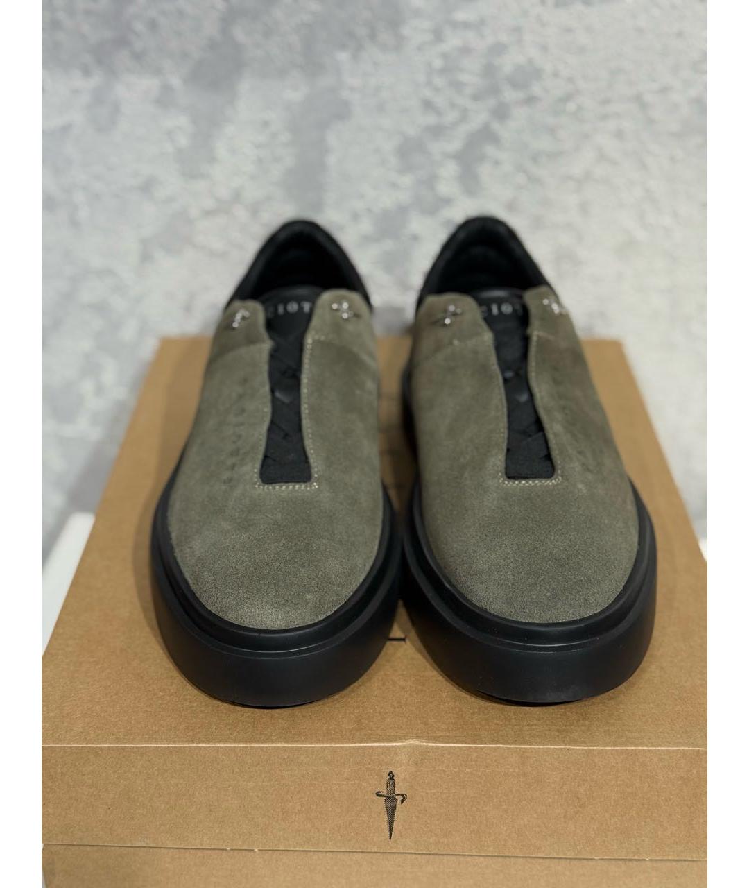 CESARE PACIOTTI Хаки замшевые низкие кроссовки / кеды, фото 2