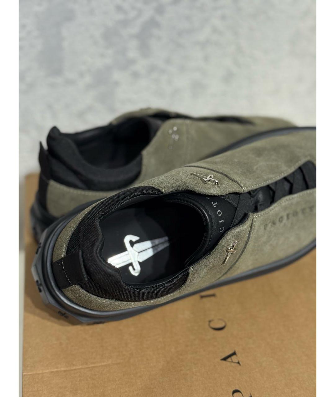 CESARE PACIOTTI Хаки замшевые низкие кроссовки / кеды, фото 6