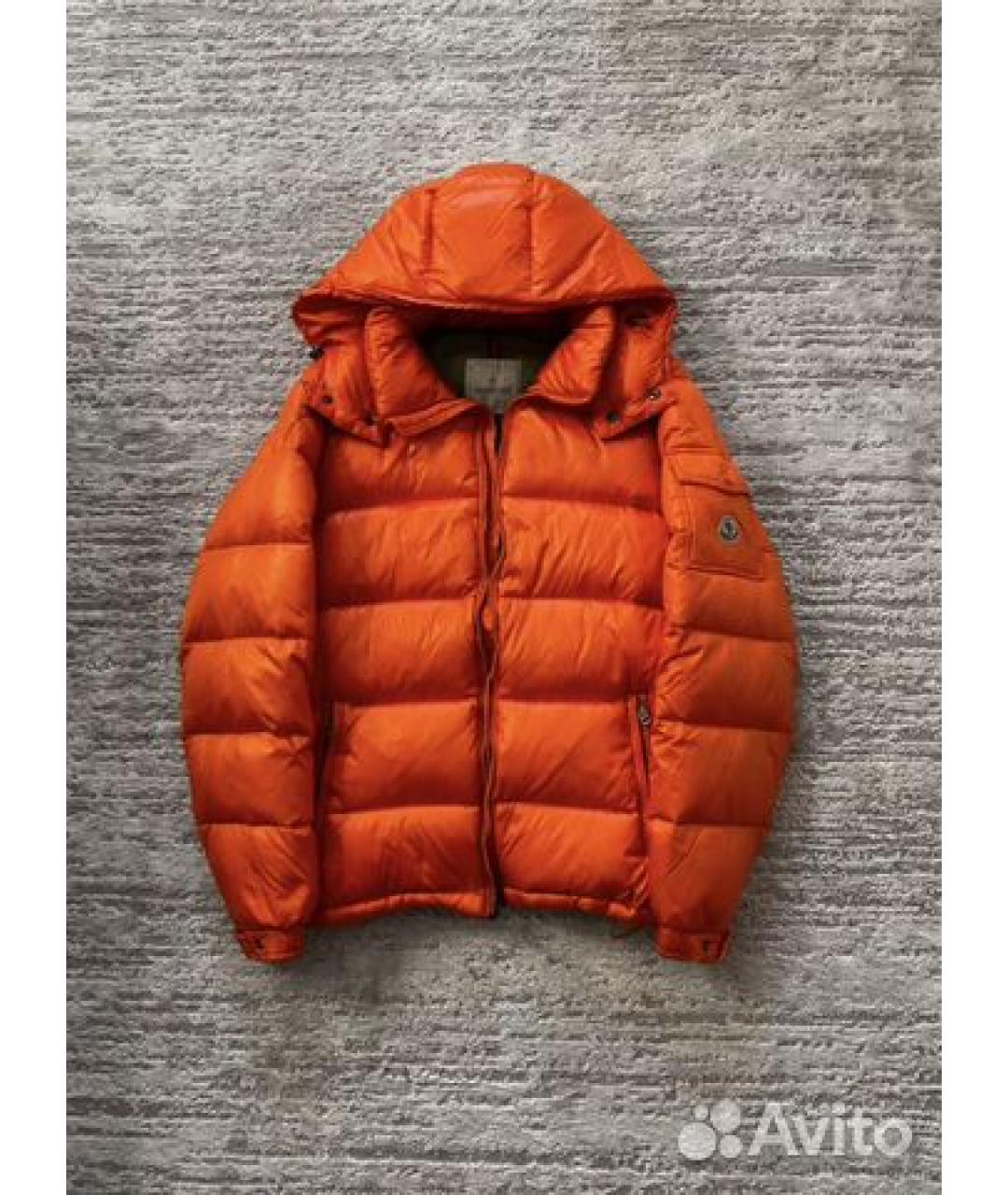 MONCLER Оранжевый полиамидовый пуховик, фото 6