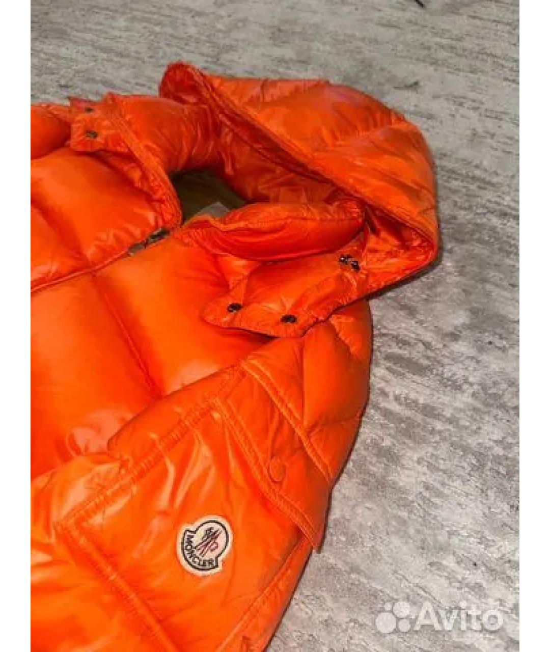 MONCLER Оранжевый полиамидовый пуховик, фото 2