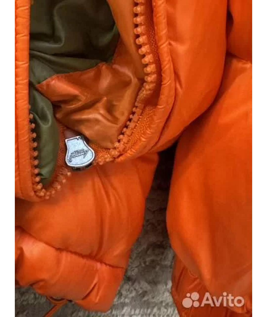 MONCLER Оранжевый полиамидовый пуховик, фото 4