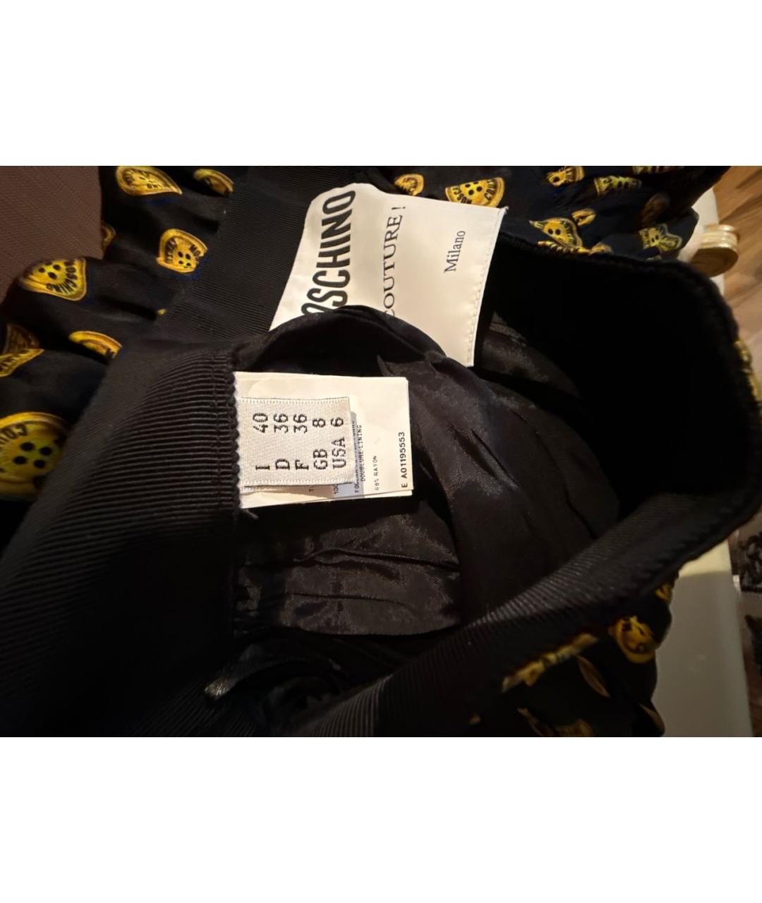 MOSCHINO Черная шелковая юбка миди, фото 4