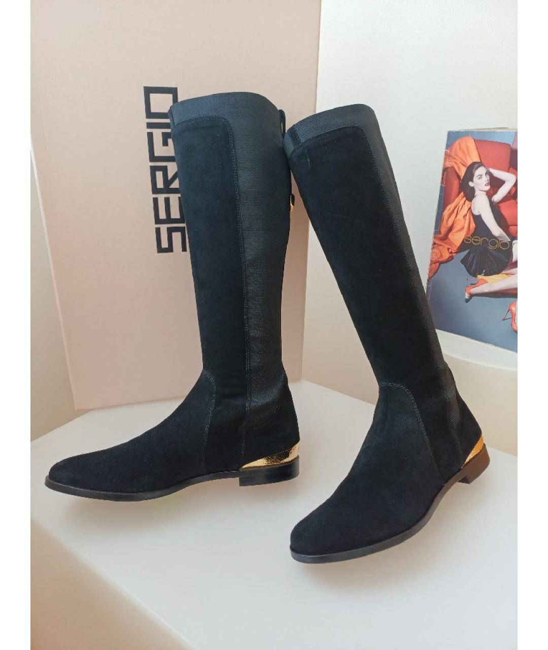 SERGIO ROSSI Черные замшевые сапоги, фото 4